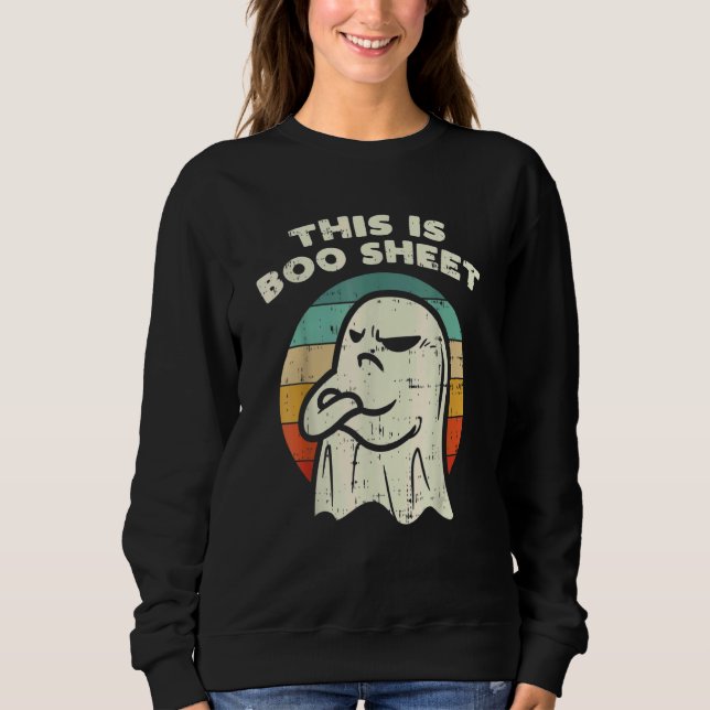 This Is Boo Sheet Ghost Retro Halloween Costume Me Sweatshirt (Front)