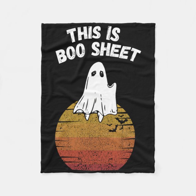 This Is Boo Sheet Ghost Retro Halloween Easy Costu Fleece Blanket (Front)