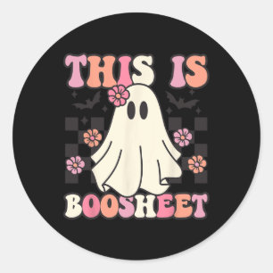 This Is Boo-sheet Halloween Ghost Costume Retro Gr Classic Round Sticker