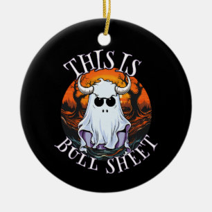 This is bull sheet - funny boo sheet ceramic tree decoration