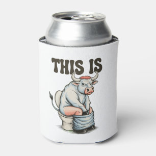 This Is Bull Sitting On A Toilet Funny Western Can Cooler