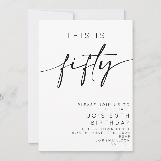 This Is Fifty 50th Birthday Minimal Invitation (Front)