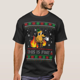 This Is Fine Dog Meme Funny Ugly Christmas Sweater