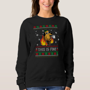 This Is Fine Dog Meme Funny Ugly Christmas Sweater