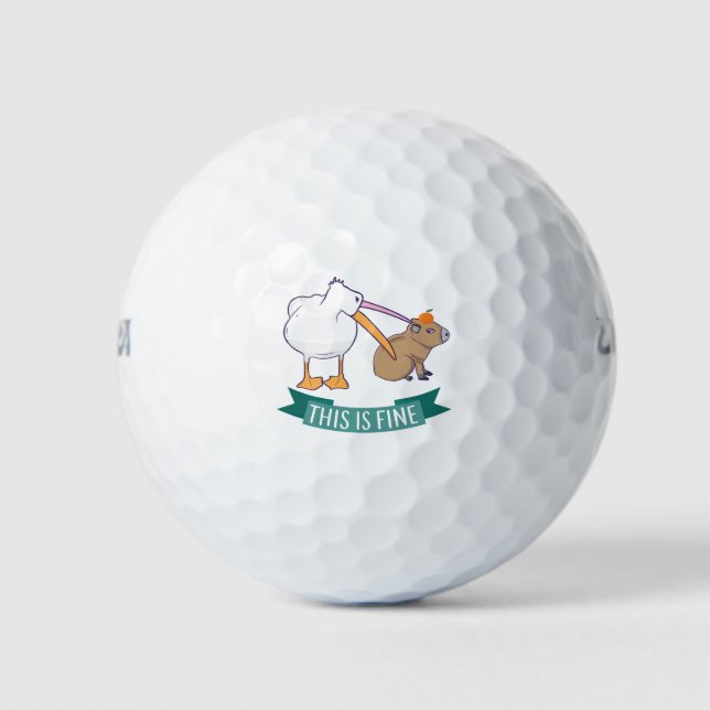 This is fine Meme funny Capybara dog Pelican Golf Balls (Front)
