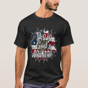 This Is God's USA Country American Flag Sunflower T-Shirt