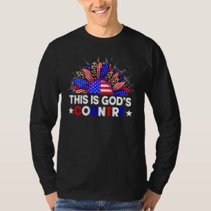 This Is Gods Usa Country Sunflower American Flag C T-Shirt