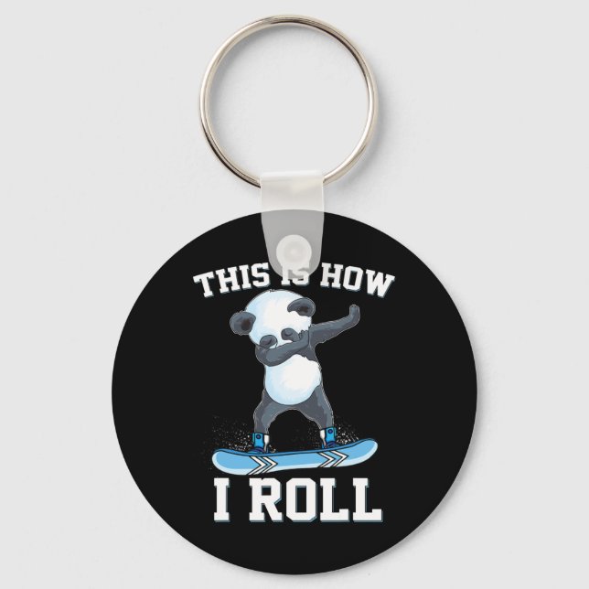 This Is How I Roll Dabbing Panda Snowboarding Snow Key Ring (Front)