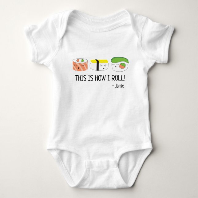 This is how I roll Personalised Sushi Baby Bodysuit (Front)