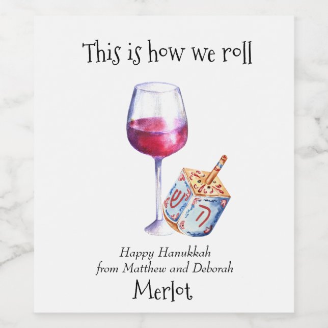 This is how we Roll Hanukkah Funny Gift Wine Label (Single Label)