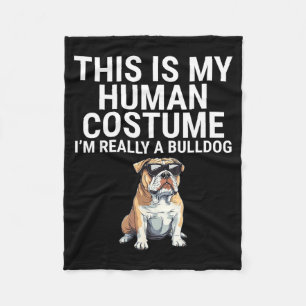 This Is Human Costume A Bulldog Dog Halloween Fleece Blanket