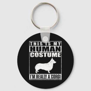 This Is Human Costume A Corgi Dog Halloween Puppy Key Ring