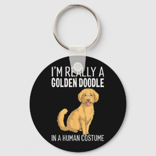 This Is Human Costume A Goldendoodle Dog Halloween Key Ring