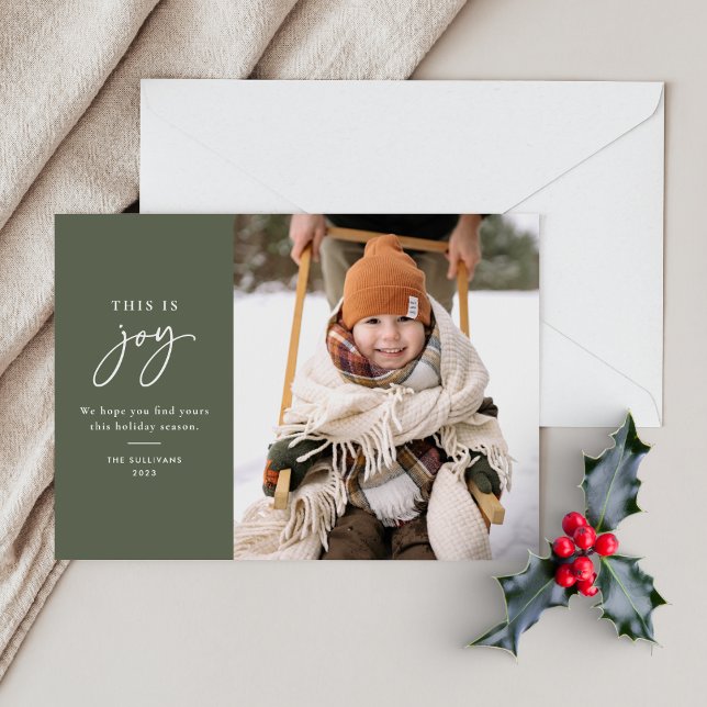 This is Joy Green Minimalist Photo  Holiday Card (Creator Uploaded)