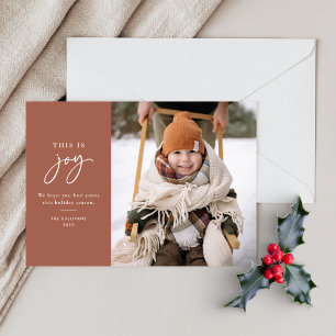 This is Joy Terracotta Minimalist Photo  Holiday Card