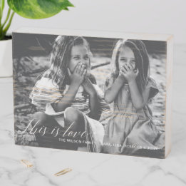 This is love Simple Script Photo Valentines Day Wooden Box Sign