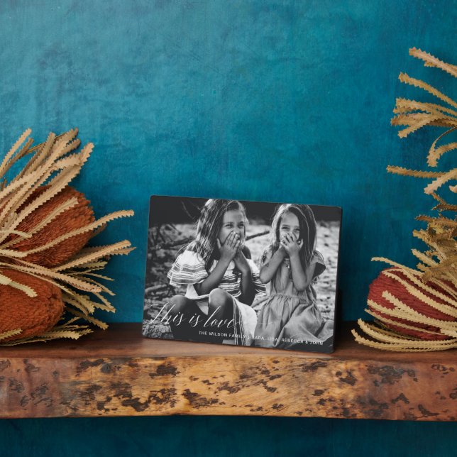 This is love Simple Script Photo Valentines  Plaque (Side)