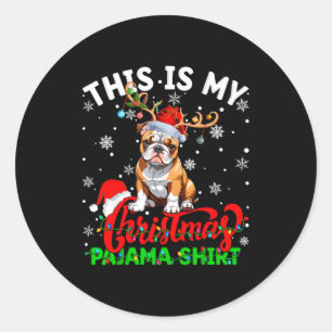 This Is My American Bulldog Ugly Christmas Pajama  Classic Round Sticker