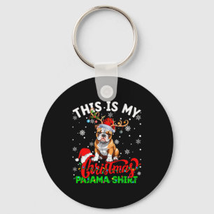 This Is My American Bulldog Ugly Christmas Pajama  Key Ring