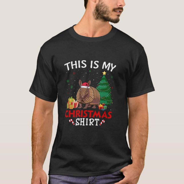 This is My Armadillo Santa Hat Christmas Pajama T-Shirt (Front)