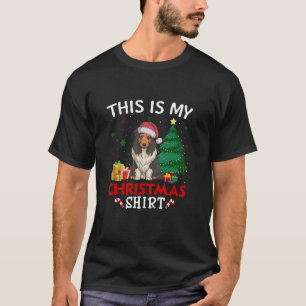 This is My Bearded Collie Dog Santa Hat Christmas T-Shirt