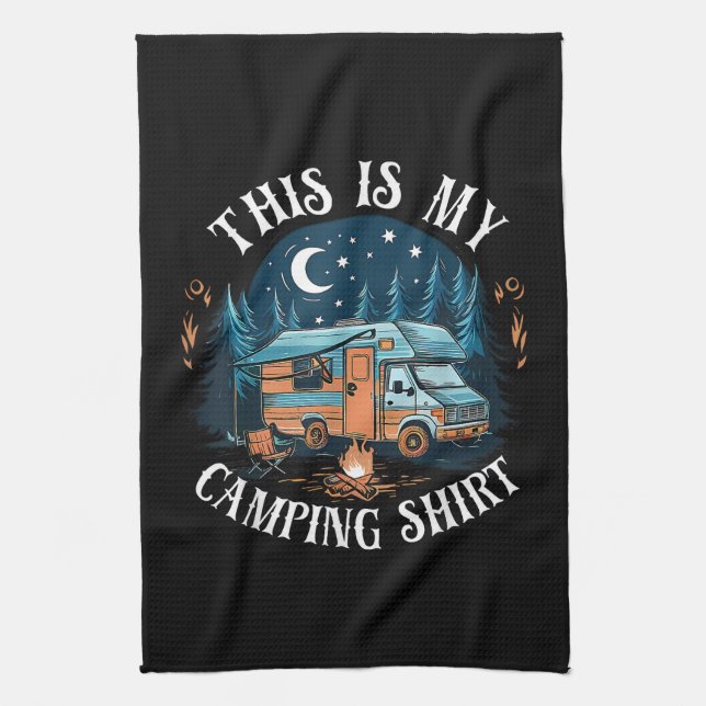 This Is My Camping Hiking Funny Camper Tea Towel (Vertical)
