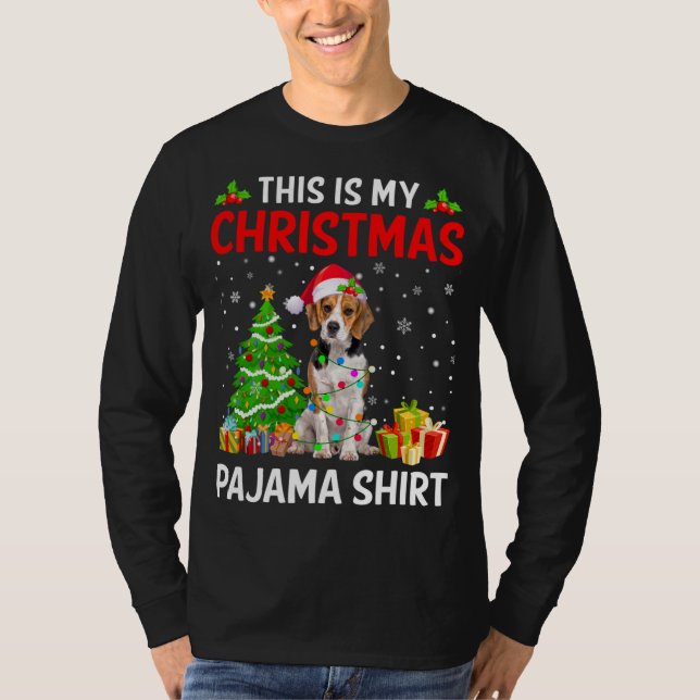 This Is My Christmas Beagle Dog Pajama Xmas Lights T-Shirt (Front)