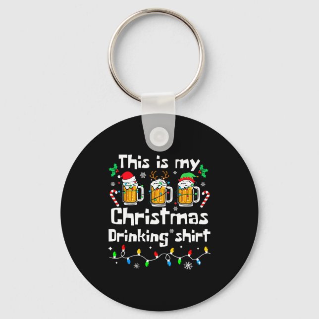 This Is My Christmas Beer Drinking Funny Party Xma Key Ring (Front)