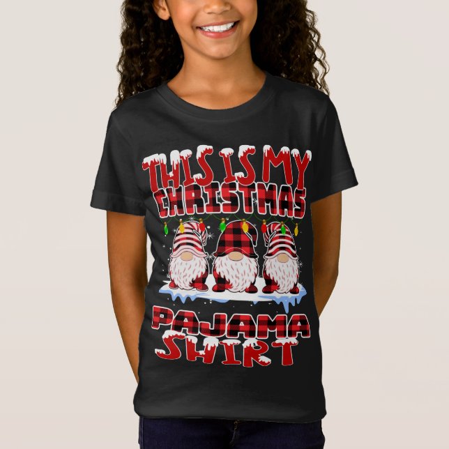 This Is My Christmas Buffalo Plaid Gnomes Funny Xm T-Shirt (Front)