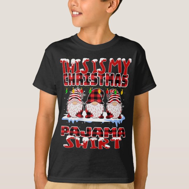 This Is My Christmas Buffalo Plaid Gnomes Funny Xm T-Shirt (Front)
