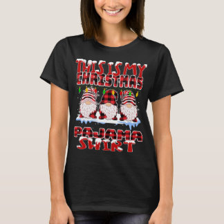 This Is My Christmas Buffalo Plaid Gnomes Funny Xm T-Shirt