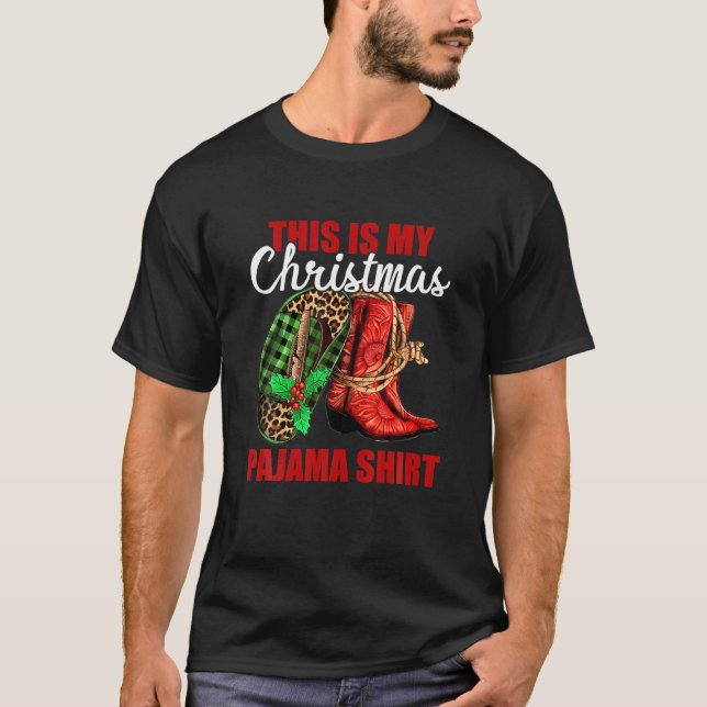 This Is My Christmas Cowboy Boots Santa T-Shirt (Front)