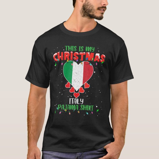 This Is My Christmas Lights Love Italy Flag Pajama T-Shirt (Front)