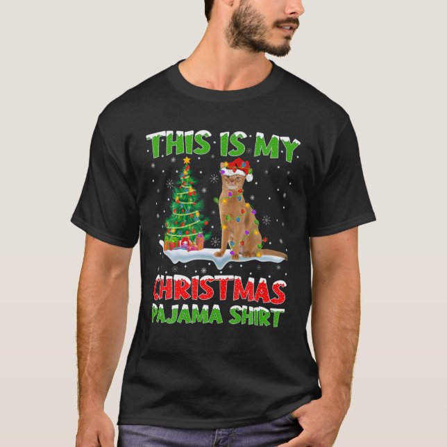 This Is My Christmas Pajama Abyssinian Cat Christm T-Shirt (Front)