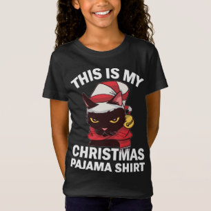 This is My Christmas Pajama Angry Cat Santa Hat Ch T-Shirt
