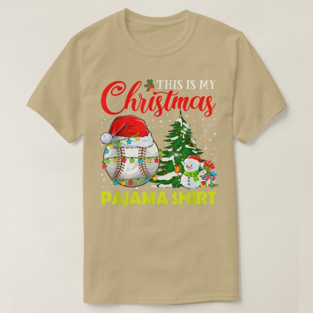 This Is My Christmas Pajama Baseball Christmas Tre T-Shirt (Design Front)