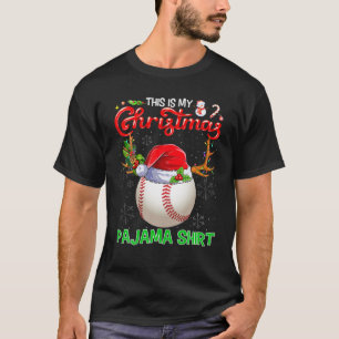 This Is My Christmas Pajama Baseball Reindeer Sant T-Shirt