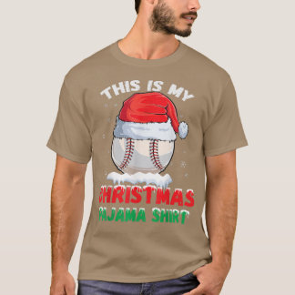 This Is My Christmas Pajama  Baseball Santa Hat Bo T-Shirt