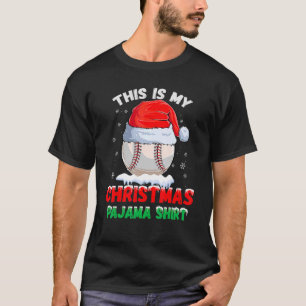 This Is My Christmas Pajama Baseball Santa Hat Boy T-Shirt