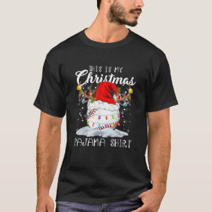 This Is My Christmas Pajama Baseball Santa Hat Spo T-Shirt
