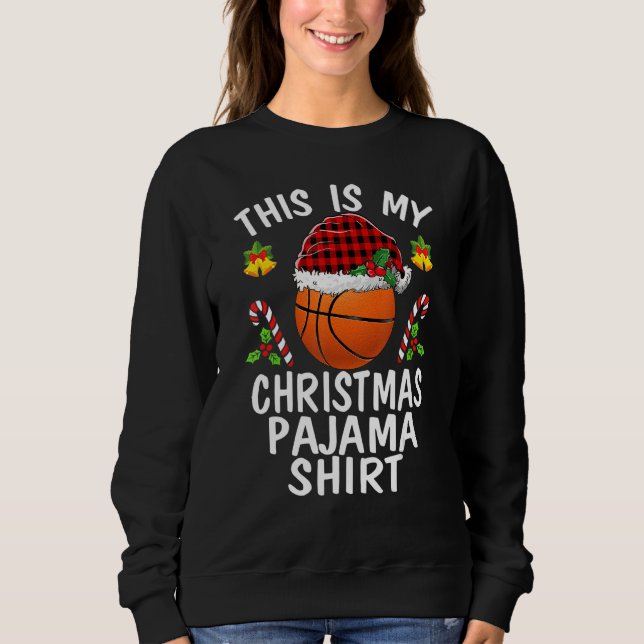 This Is My Christmas Pajama  Basketball Santa Boys Sweatshirt (Front)