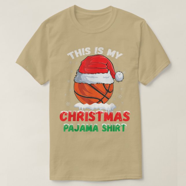 This Is My Christmas Pajama  Basketball Santa Hat  T-Shirt (Design Front)