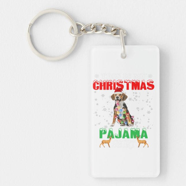This Is My Christmas Pajama Beagle Lover Christmas Key Ring (Front)