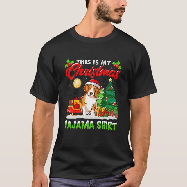 This Is My Christmas Pajama Beagle Sock Dog Dad Mo T-Shirt (Front)