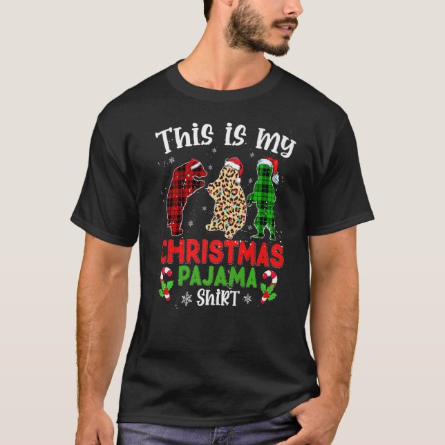 This Is My Christmas Pajama Bear Animals Leopard P T-Shirt (Front)