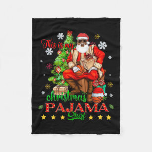 This Is My Christmas Pajama Black African American Fleece Blanket