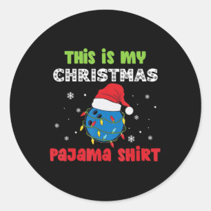 This Is My Christmas Pajama Bowling Fun Christmas Classic Round Sticker
