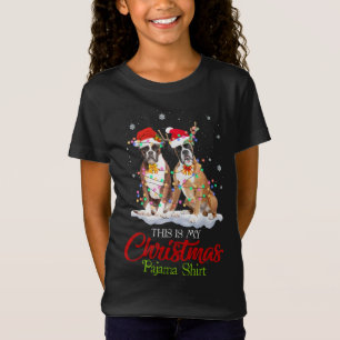 This Is My Christmas Pajama Boxer Dog Santa Hat Li T-Shirt
