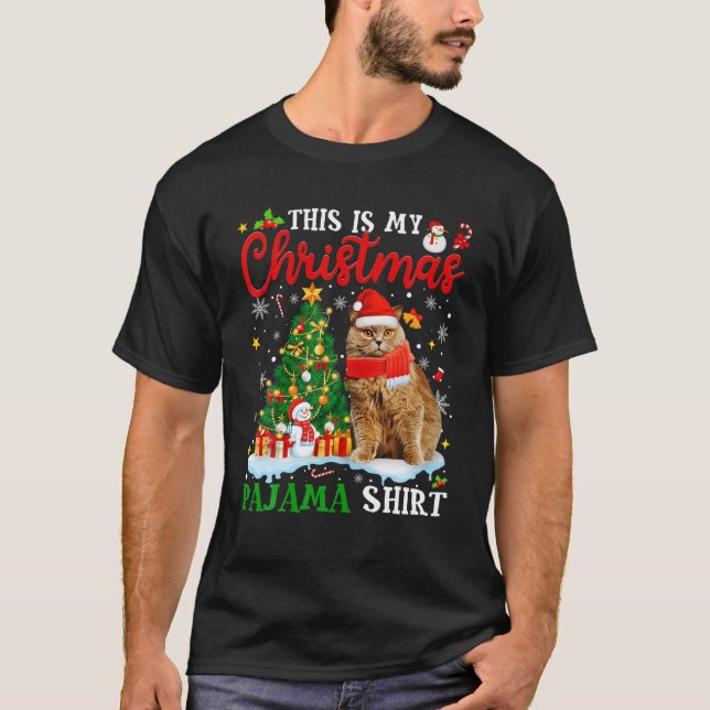 This Is My Christmas Pajama British Longhair Cat T-Shirt (Front)