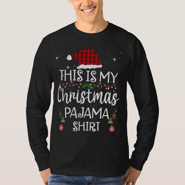 This Is My Christmas Pajama Christmas Plaid Hat T-Shirt (Front)